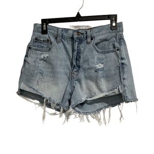 Pistola Kylee Relaxed High Rise Cuffed Jean Shorts Blue‎